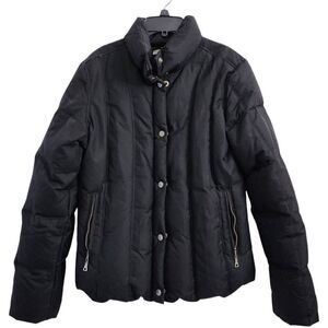 Tommy Hilfiger Jacket Womens Medium Black Y2K Down Puffer Coat Full‎ Zip Pockets